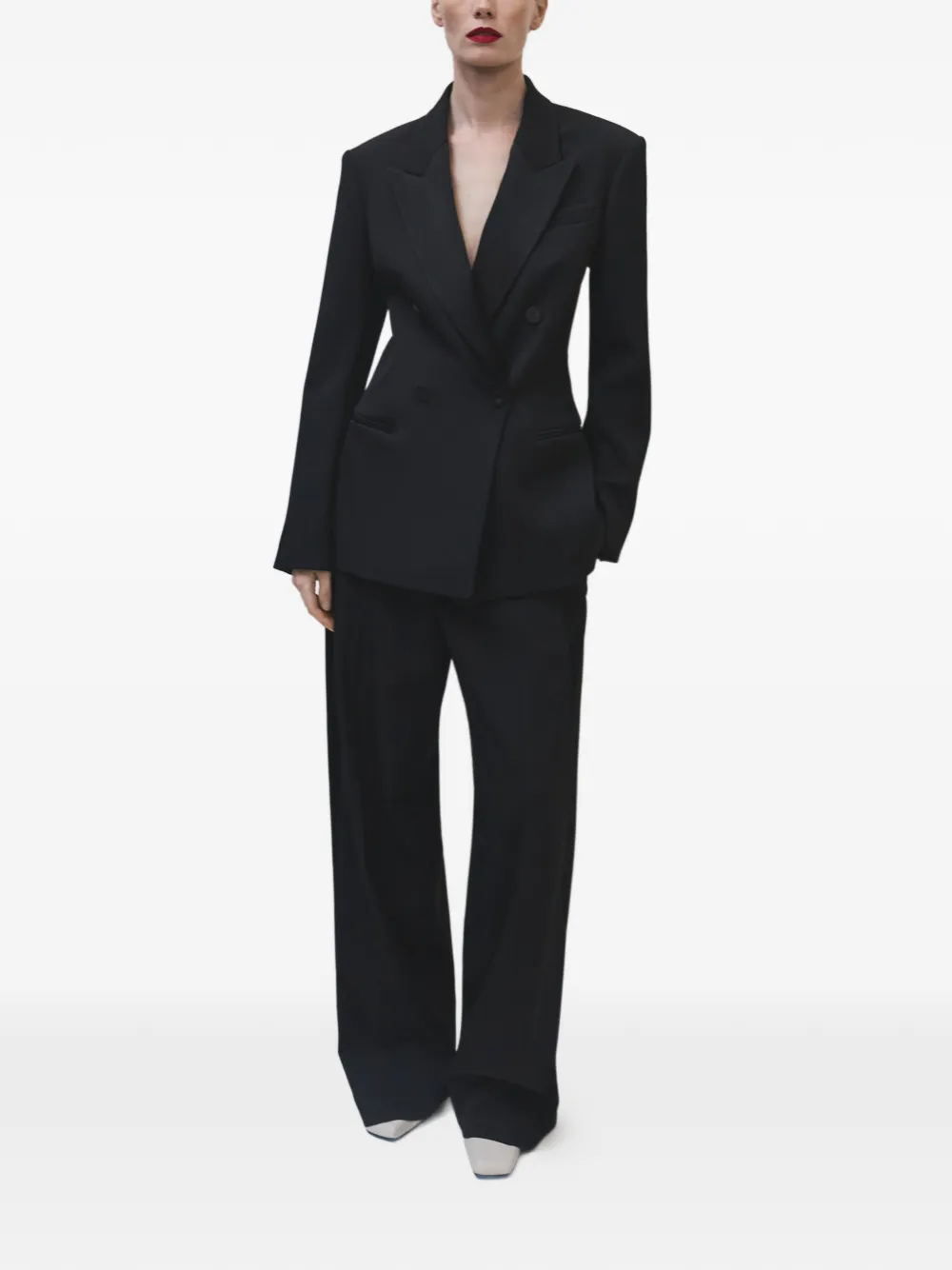 Another Tomorrow Satin-stripe Tuxedo Trousers in Black, view 2