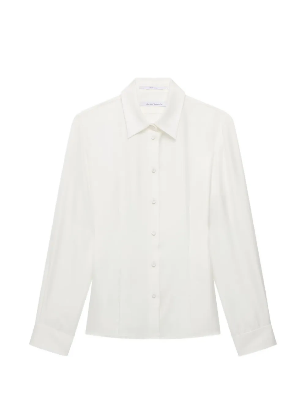 Another Tomorrow Fitted darted silk blouse
