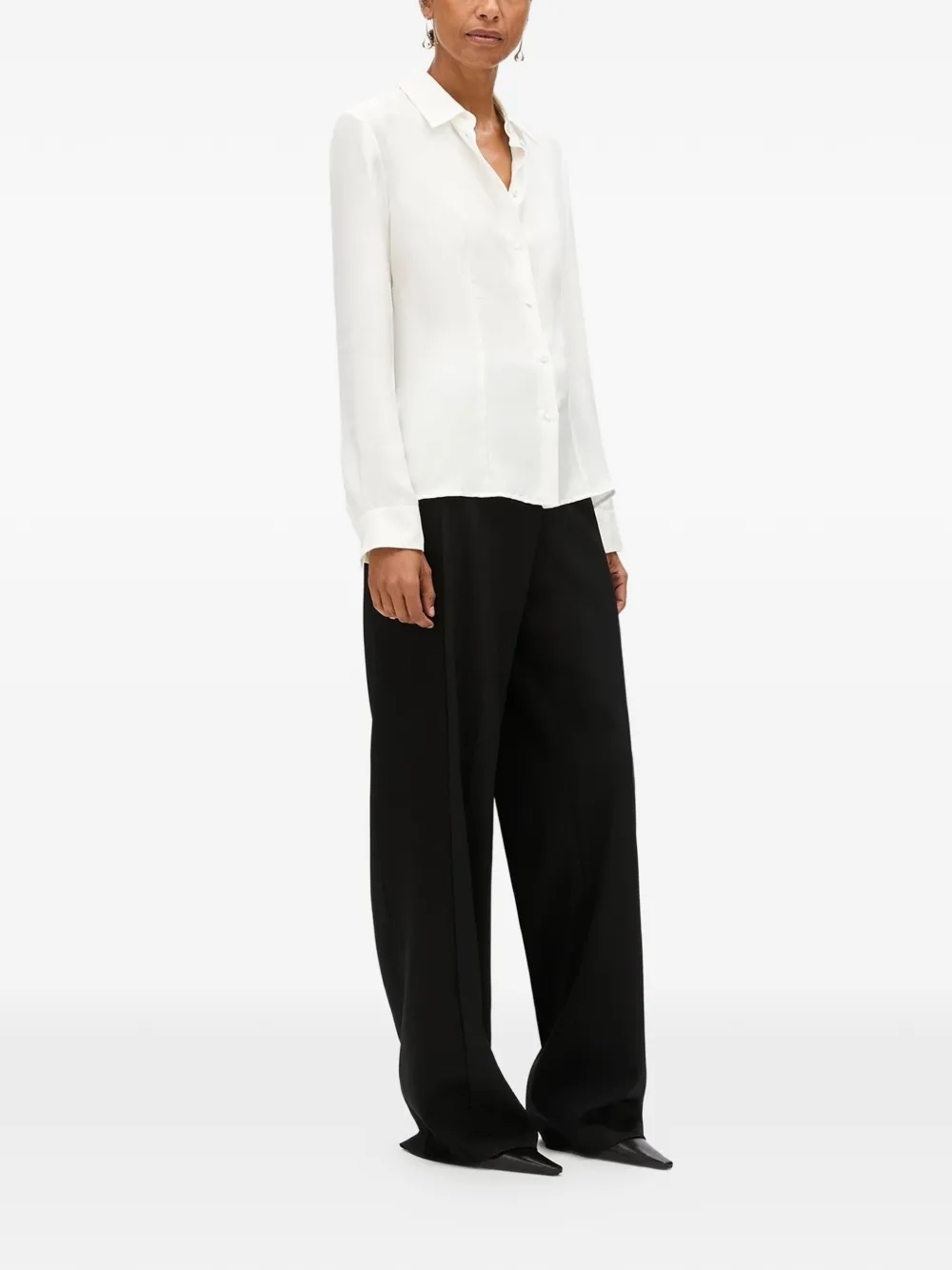  Another Tomorrow Blusa Ajustada De Seda - Blanco 