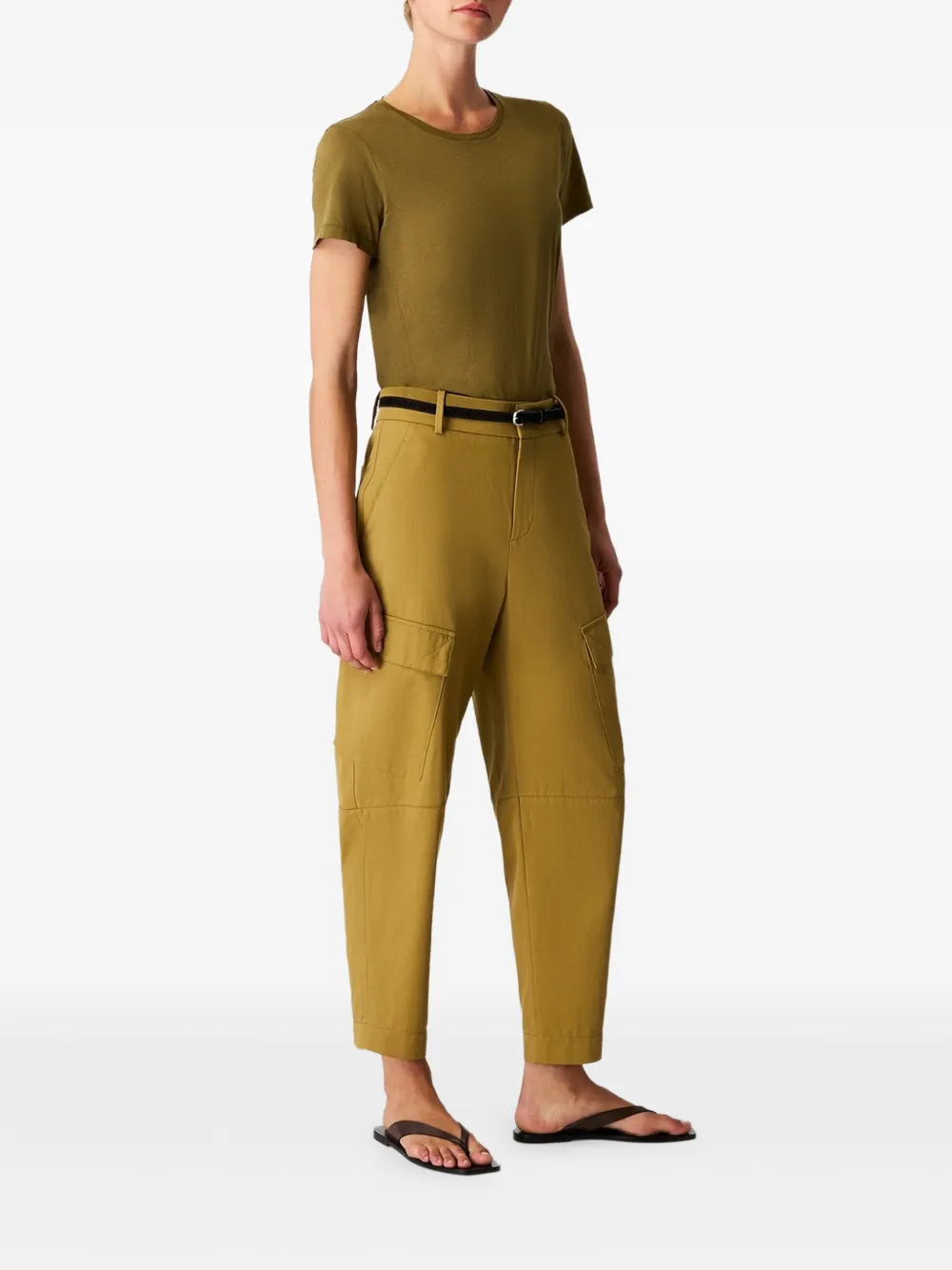 Another Tomorrow Gewelfde cargo broek Bruin
