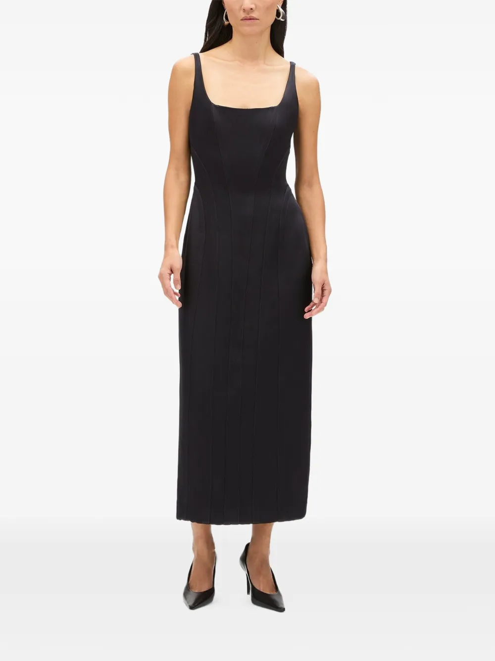 Another Tomorrow Jurk met afwerking en stiksel Zwart