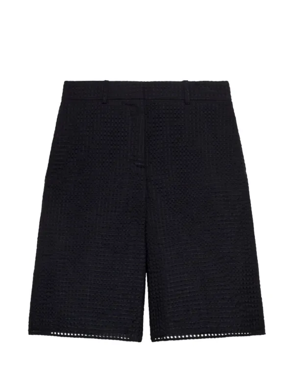 Another Tomorrow Gingham Bermuda Shorts in Black