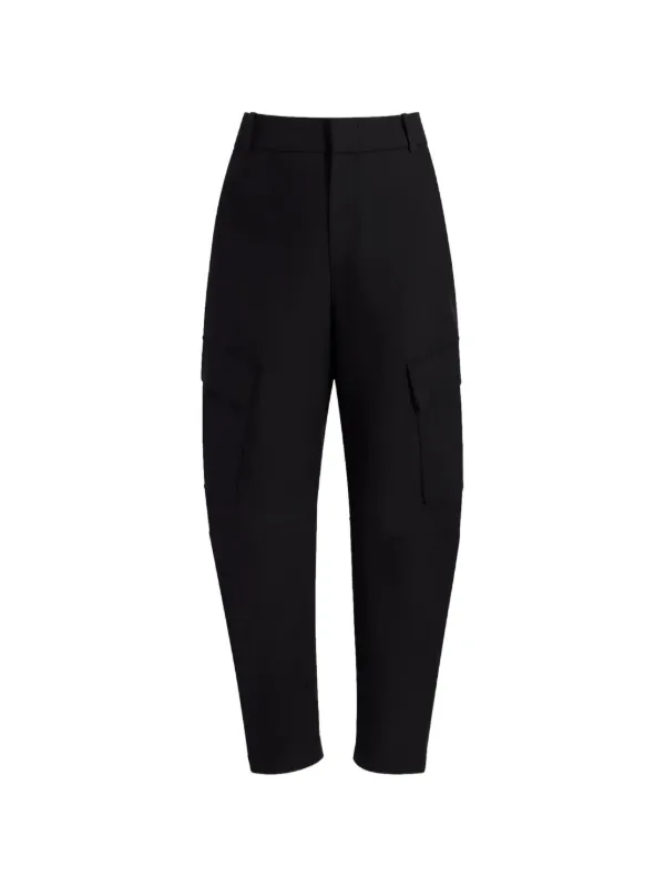 Another Tomorrow Curved Cargo Pants in Black