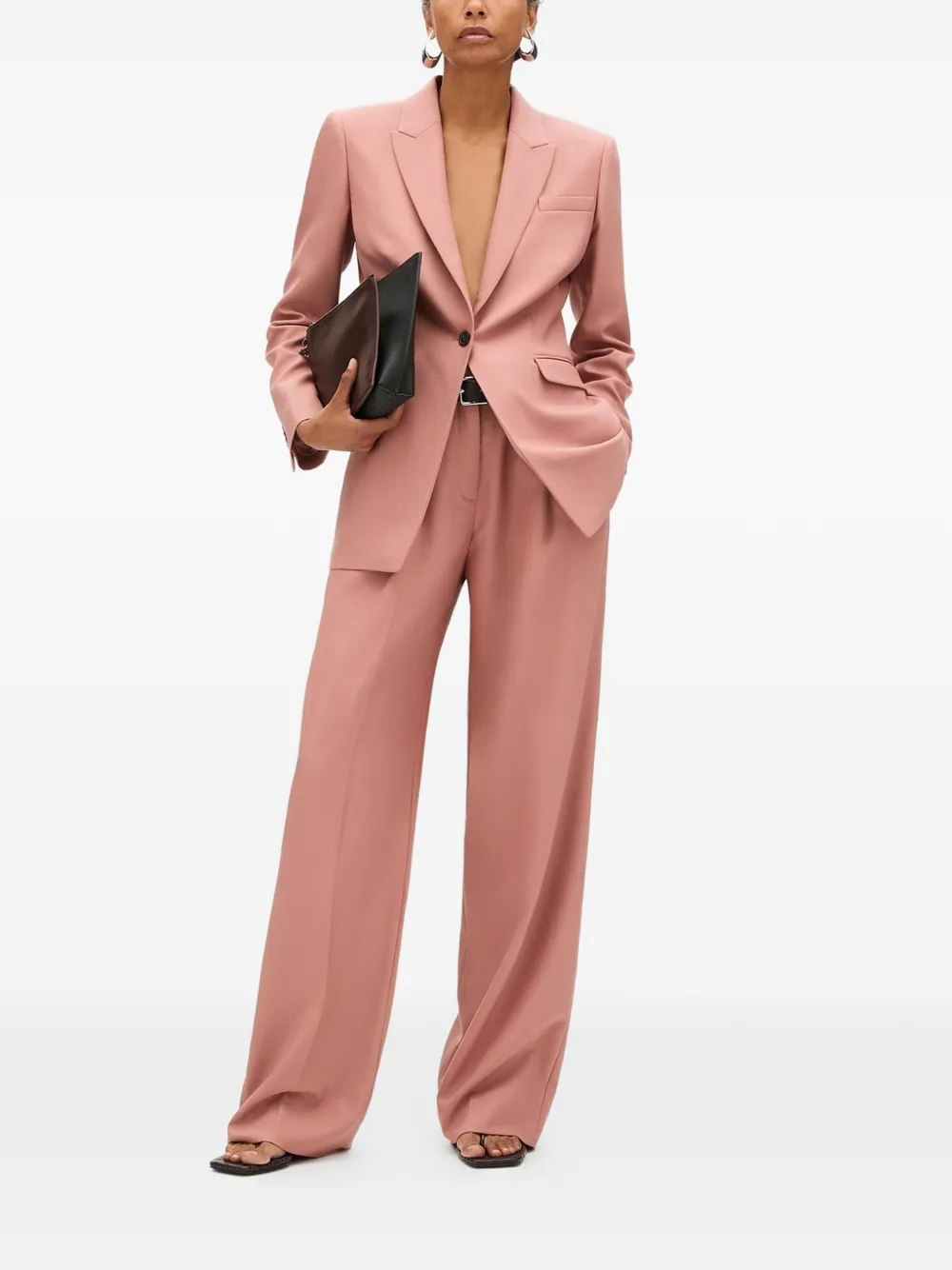 Another Tomorrow Blazer met puntige revers en enkele knoop Roze