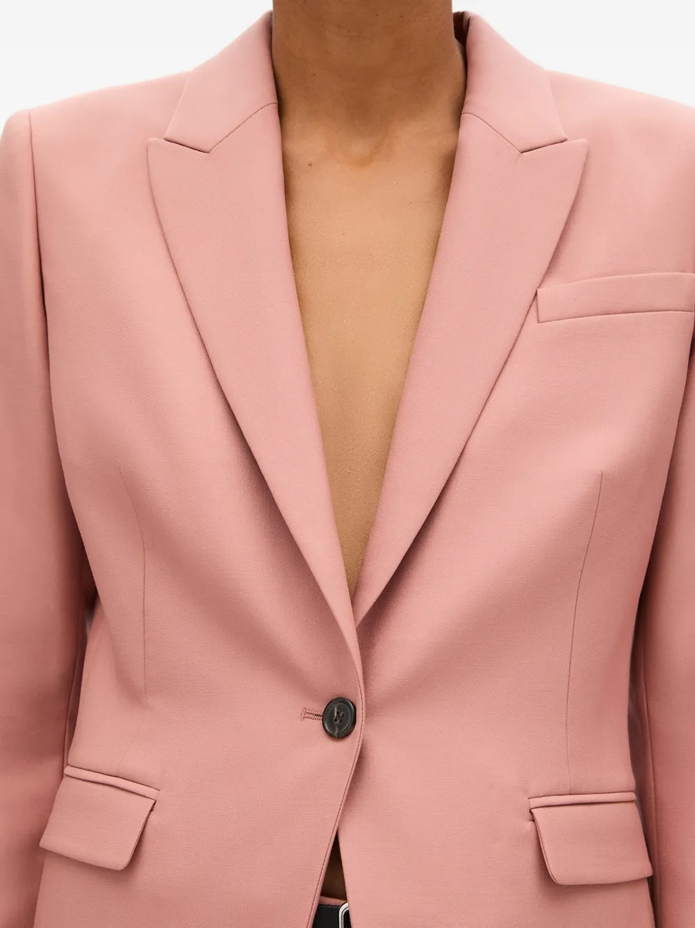 Another Tomorrow Blazer met puntige revers en enkele knoop Roze