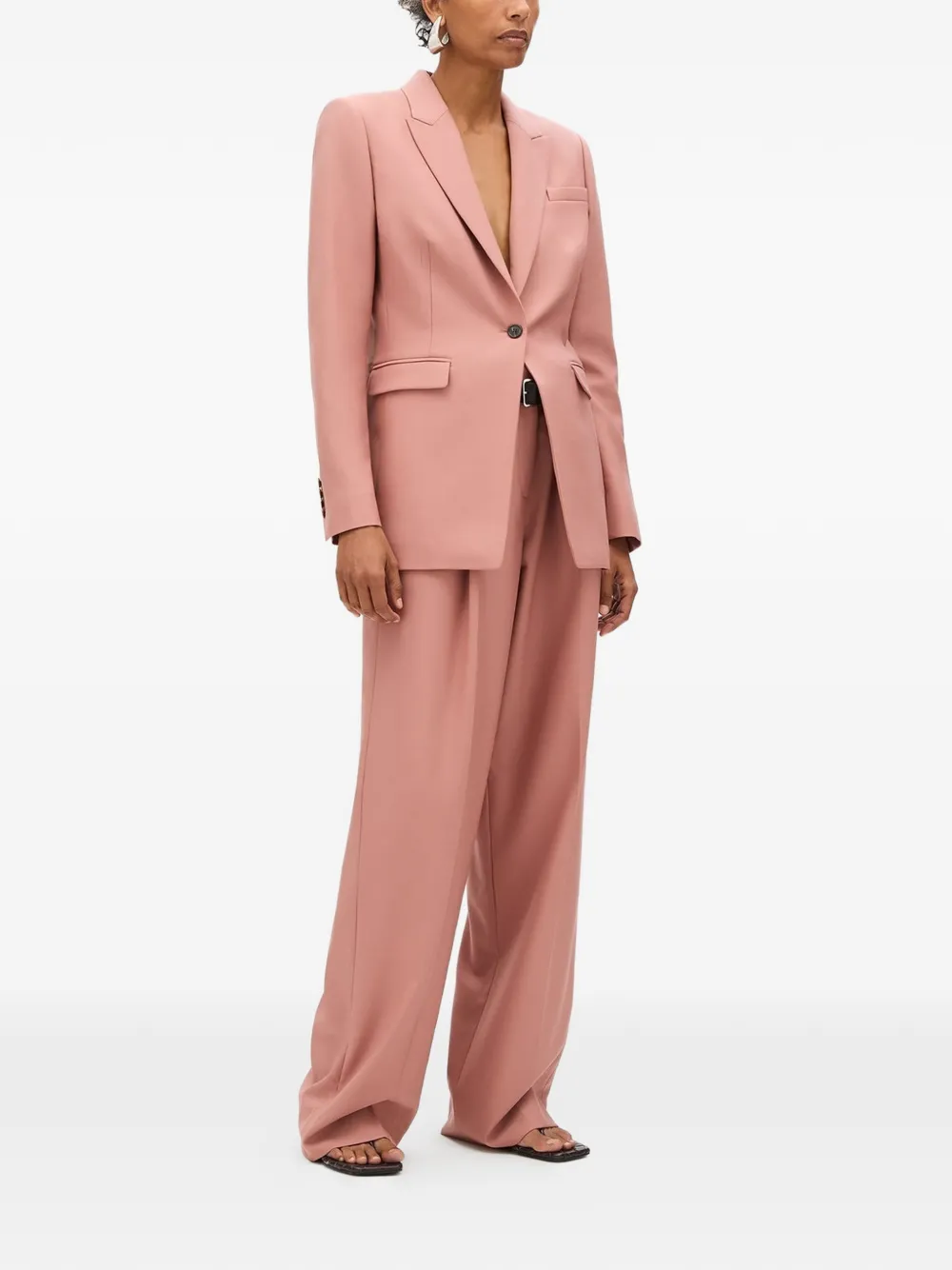 Another Tomorrow Blazer met puntige revers en enkele knoop Roze