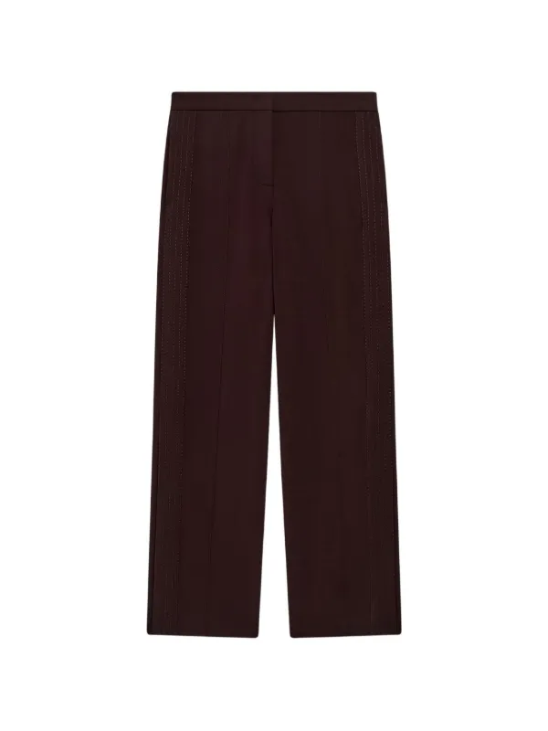 Another Tomorrow Graphic-stitch Trousers in Brown