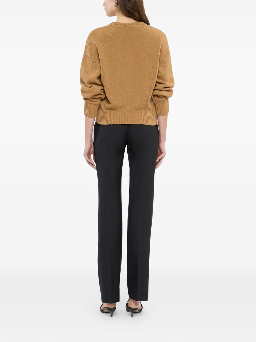 Another Tomorrow Darted Cashmere Sweater in Neutrals, view 4