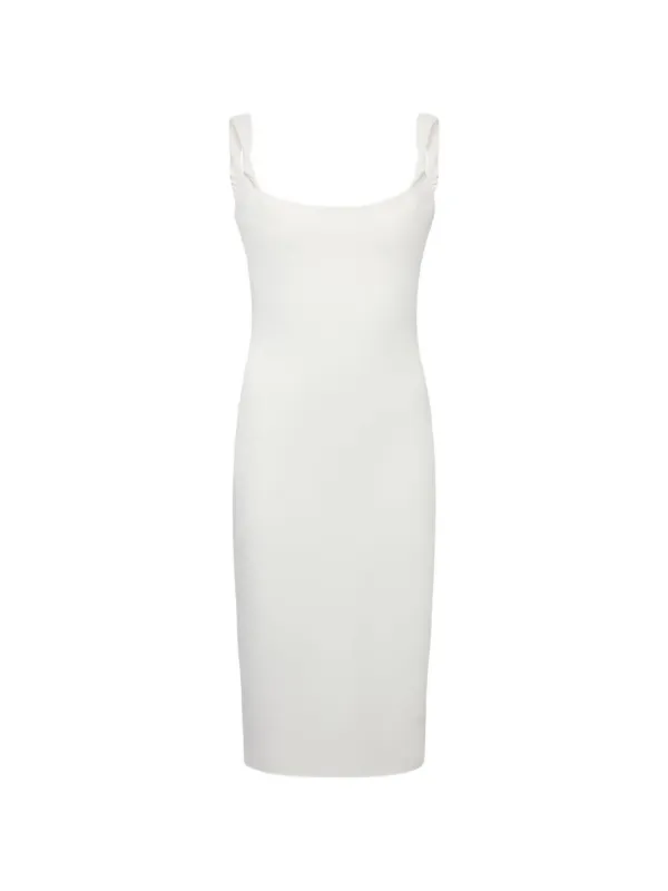Another Tomorrow Midi Twist-detail Bias Dress in White