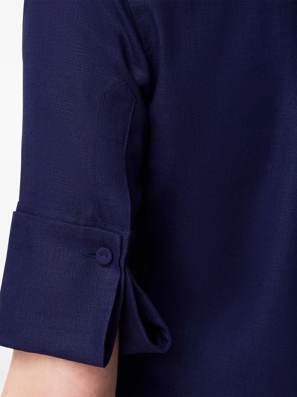 Another Tomorrow French cuff linnen blouse Blauw