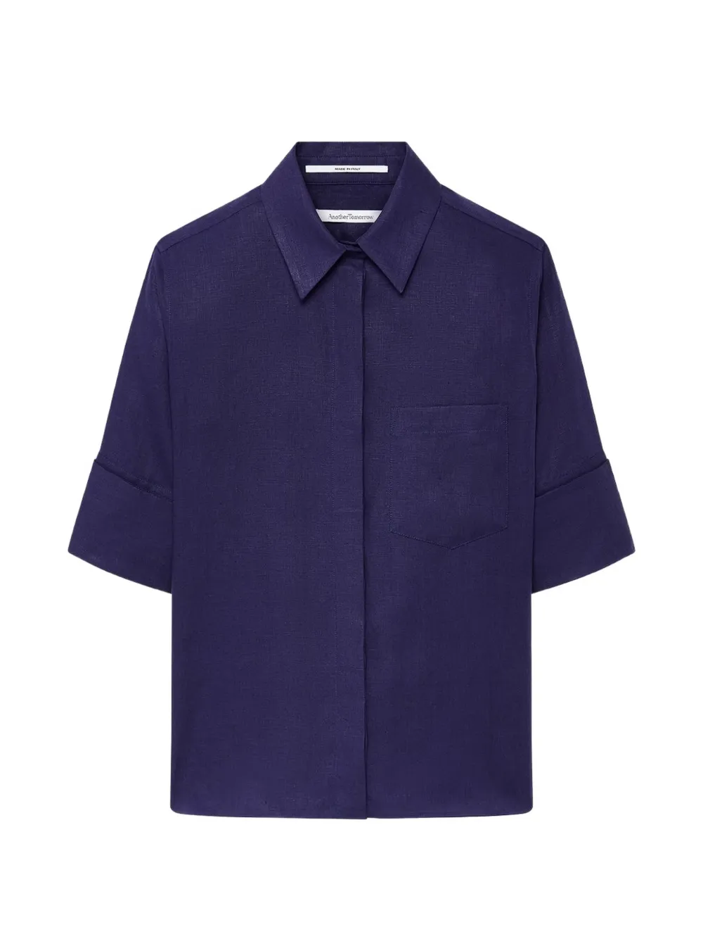 Another Tomorrow French cuff linen blouse - Blu