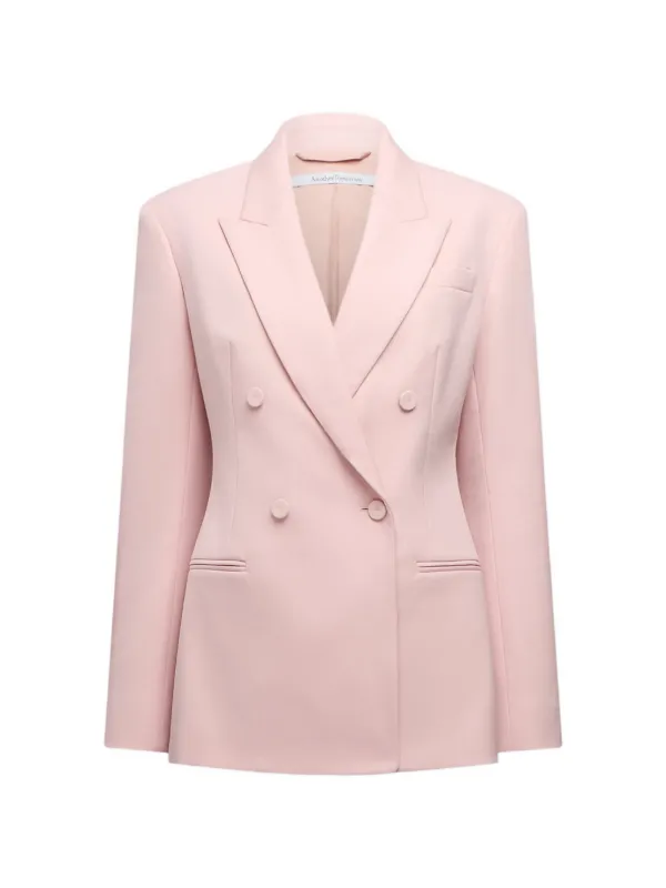 Another Tomorrow Double-breasted Tailored Jacket in Pink