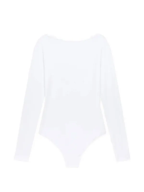 Another Tomorrow Scoop-back Long-sleeve Bodysuit in White