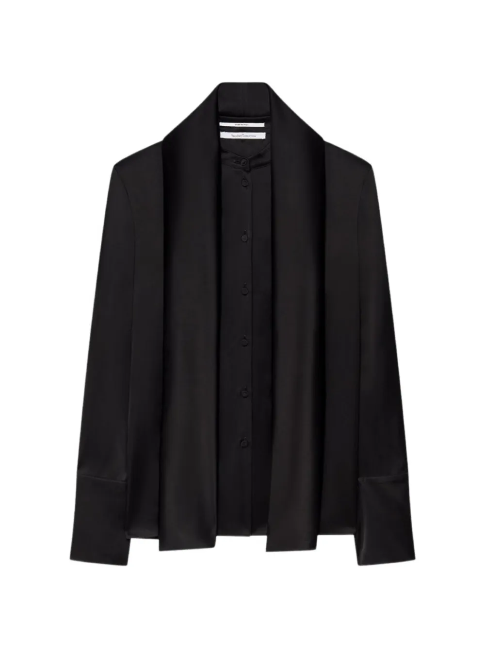 Another Tomorrow band-collar scarf-detail blouse - Nero