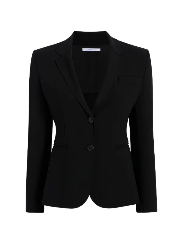 Another Tomorrow Doppio Cropped Blazer in Black