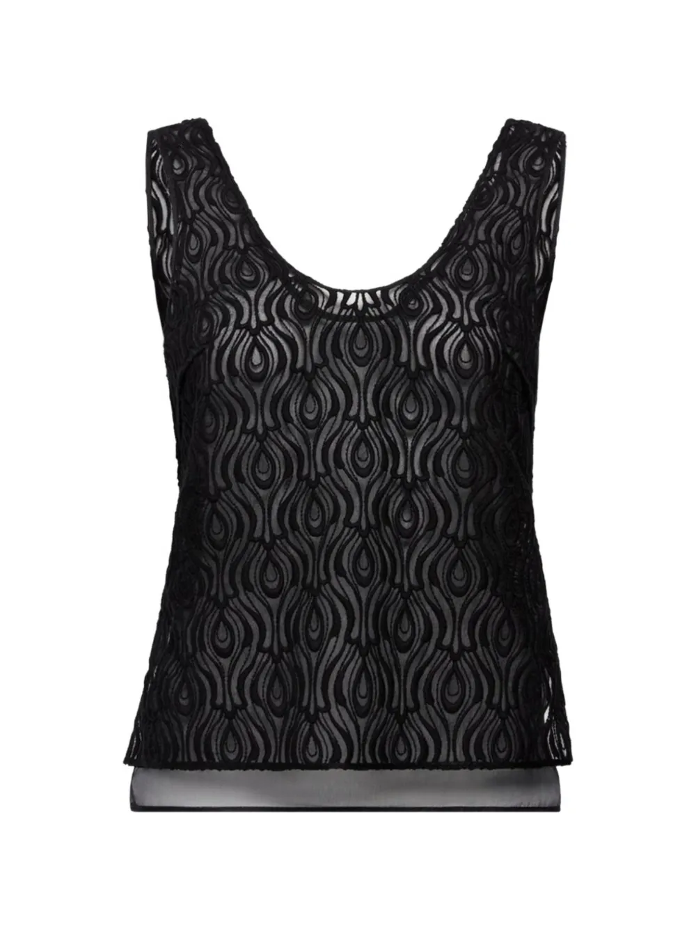 Another Tomorrow embroidered silk organza top - Nero