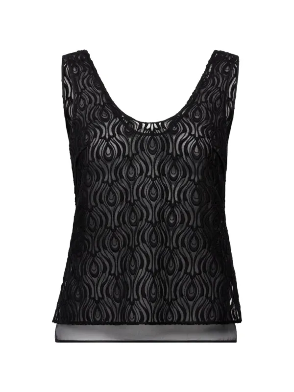 Another Tomorrow Embroidered Silk Organza Top in Black