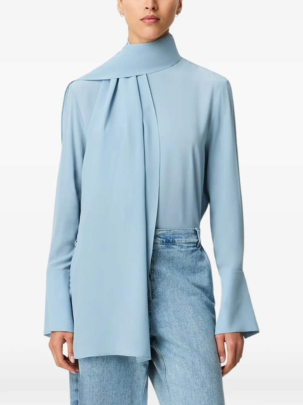 Another Tomorrow signature-bow blouse - Blu