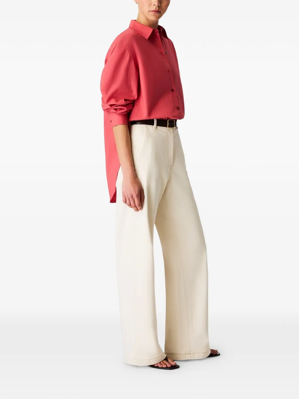 Another Tomorrow Blouse met geplooide rug Rood