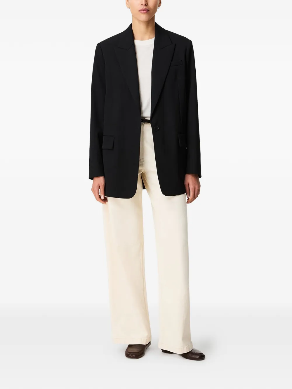 Another Tomorrow Oversized Peak-lapel Blazer in Black, view 2