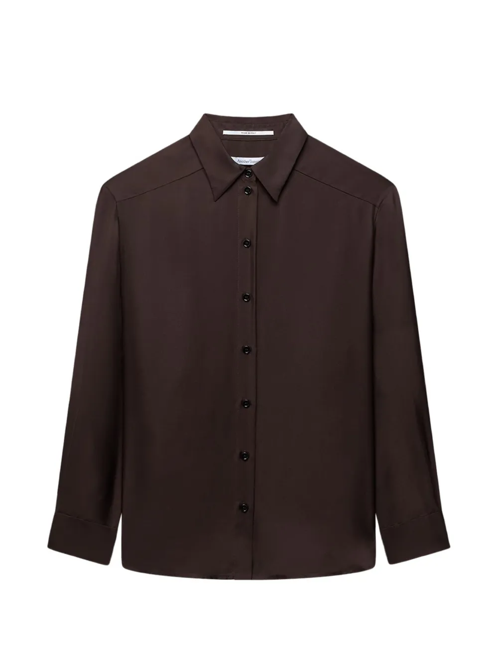Another Tomorrow pleat-back silk shirt - Brown