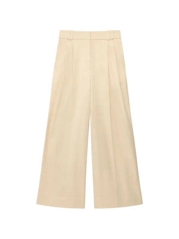 Another Tomorrow High-waisted Pleated Trousers in Neutrals