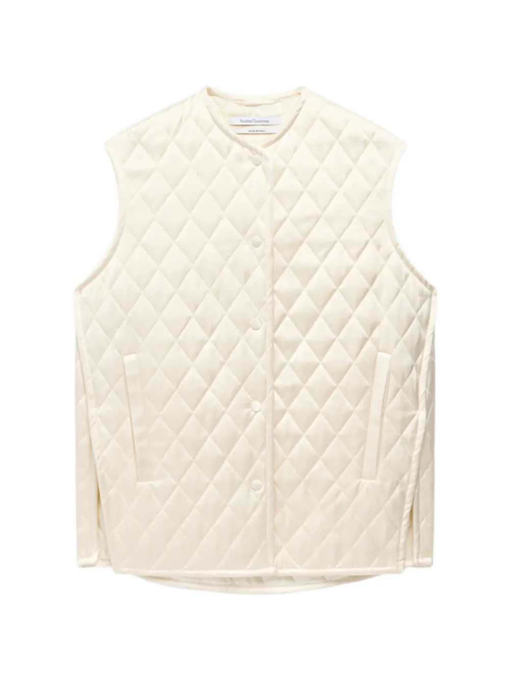 Another Tomorrow quilted satin gilet - Nude