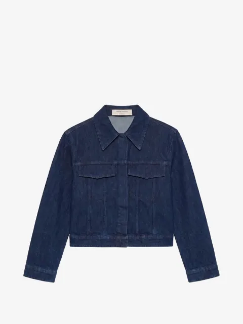 Another Tomorrow cropped seam-detail denim jacket