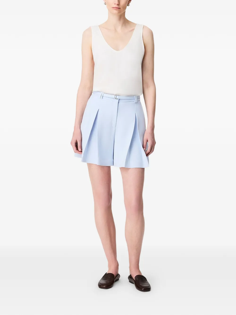 Another Tomorrow Geplooide shorts Blauw