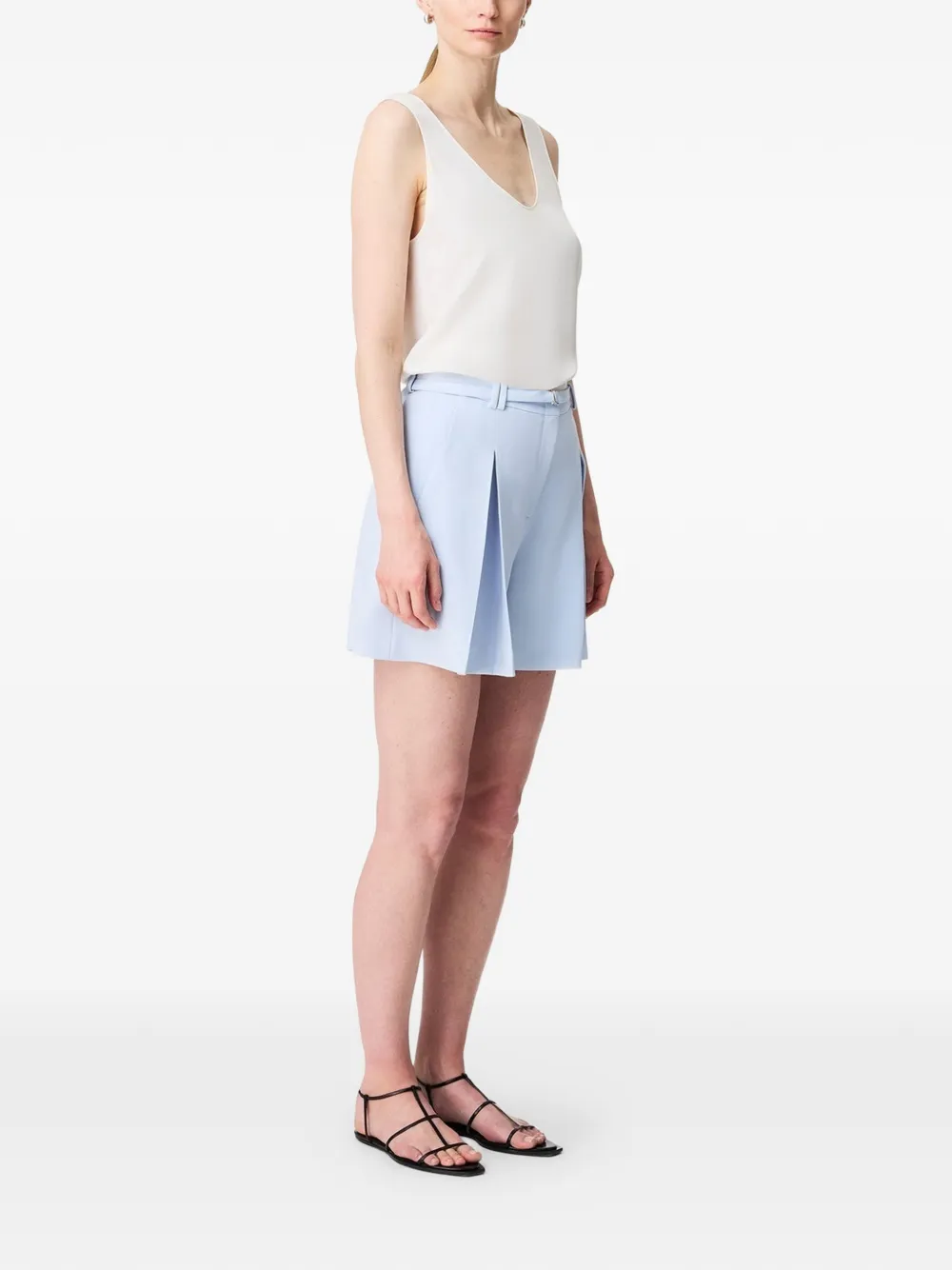 Another Tomorrow Geplooide shorts Blauw