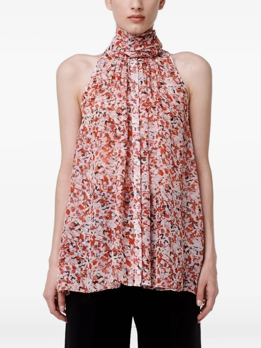 Another Tomorrow scarf-detail shirt - Rosa
