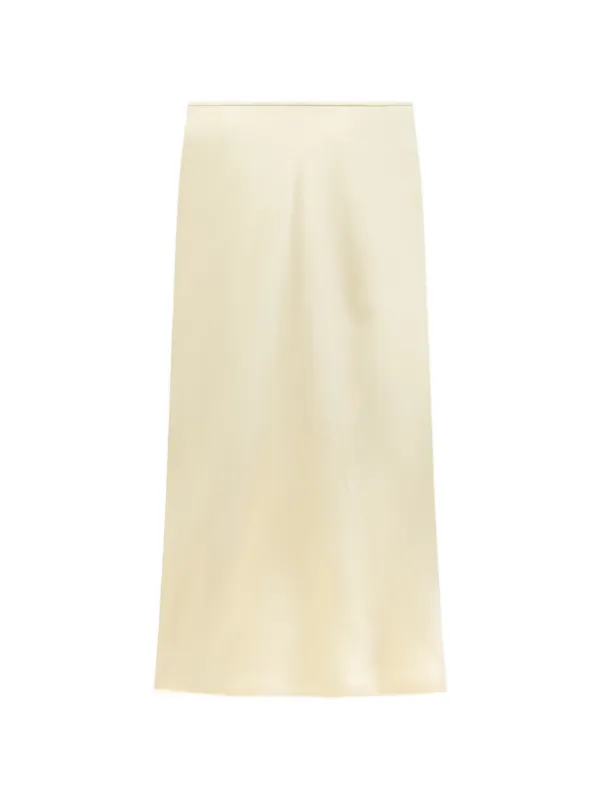 Another Tomorrow Bias-cut Midi Skirt in Yellow