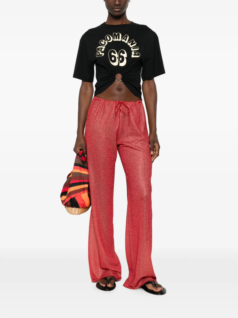 Oséree Lumière drawstring wide-leg trousers - Rosso
