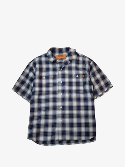 UNIVERSAL OVERALL  ombre-check open-collar shirt