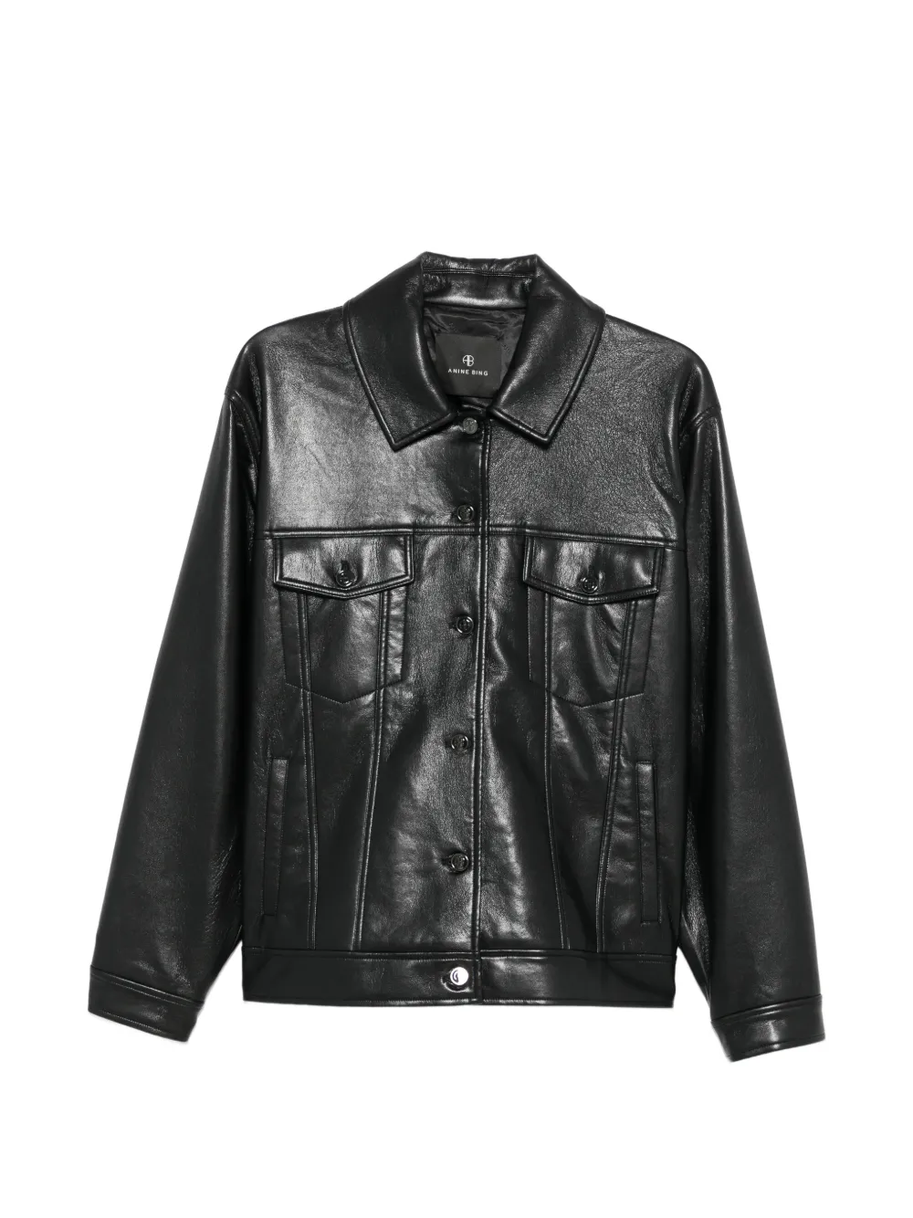 ANINE BING Giacca in pelle con bottoni - Nero