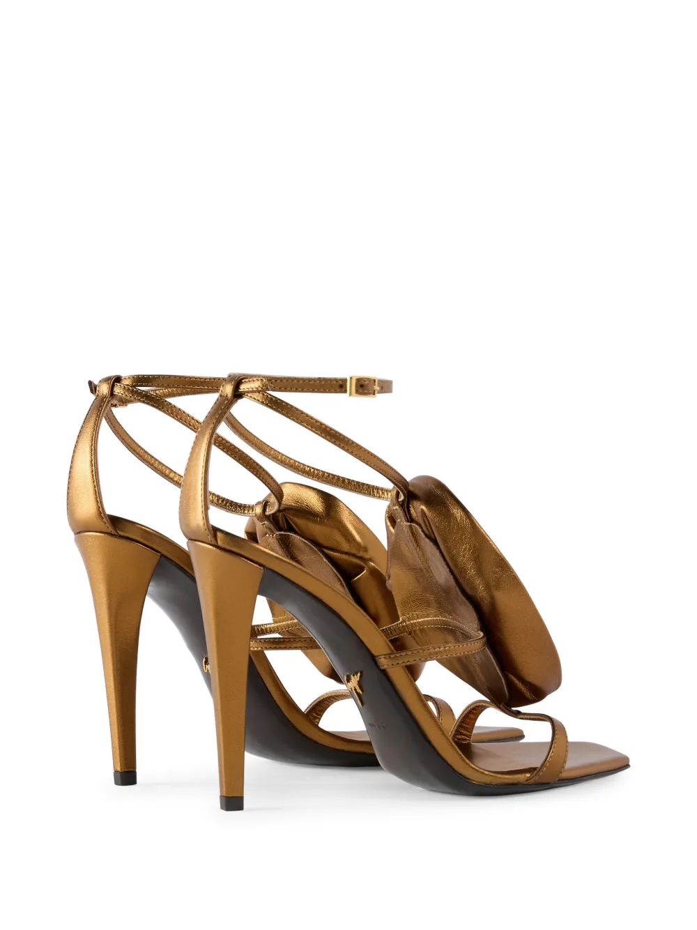 Giuseppe Zanotti Curded Flowers sandal 105 Bruin