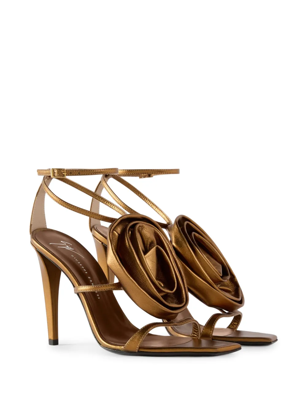 Giuseppe Zanotti Curded Flowers sandal 105 Bruin