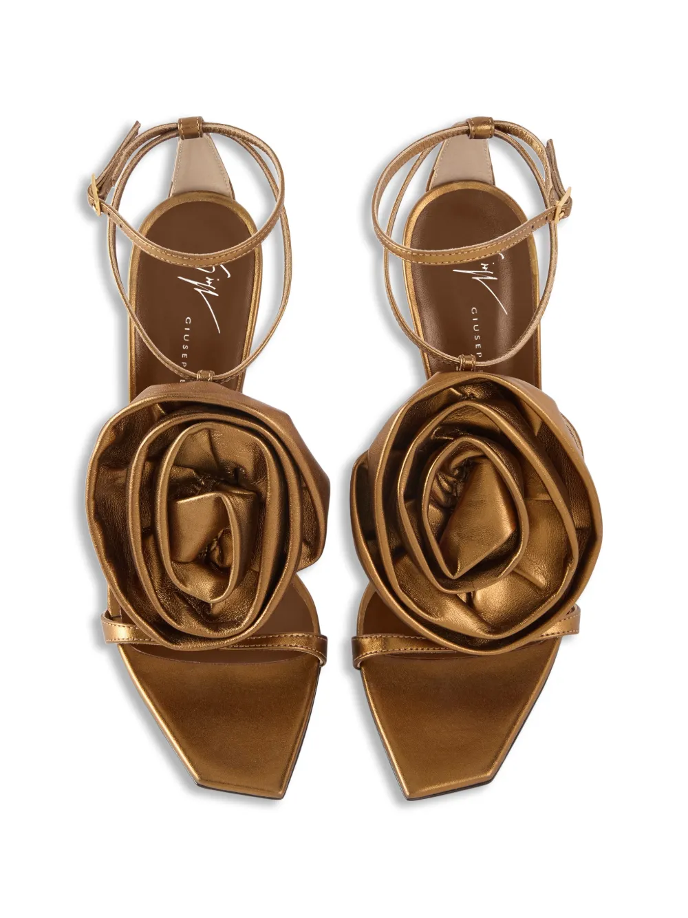 Giuseppe Zanotti Curded Flowers sandal 105 Bruin