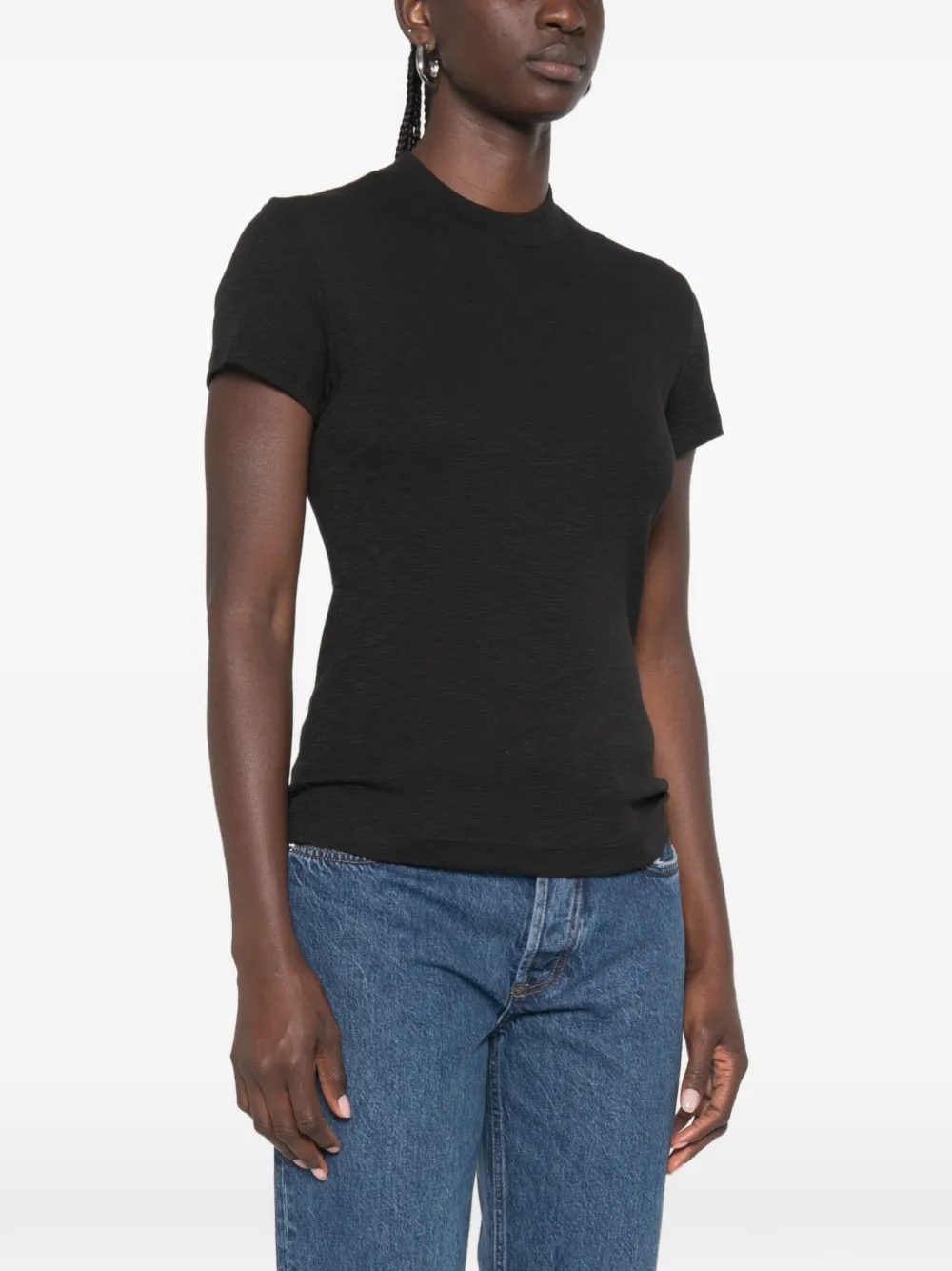 Vince T-shirt met korte mouwen en hoge hals Zwart