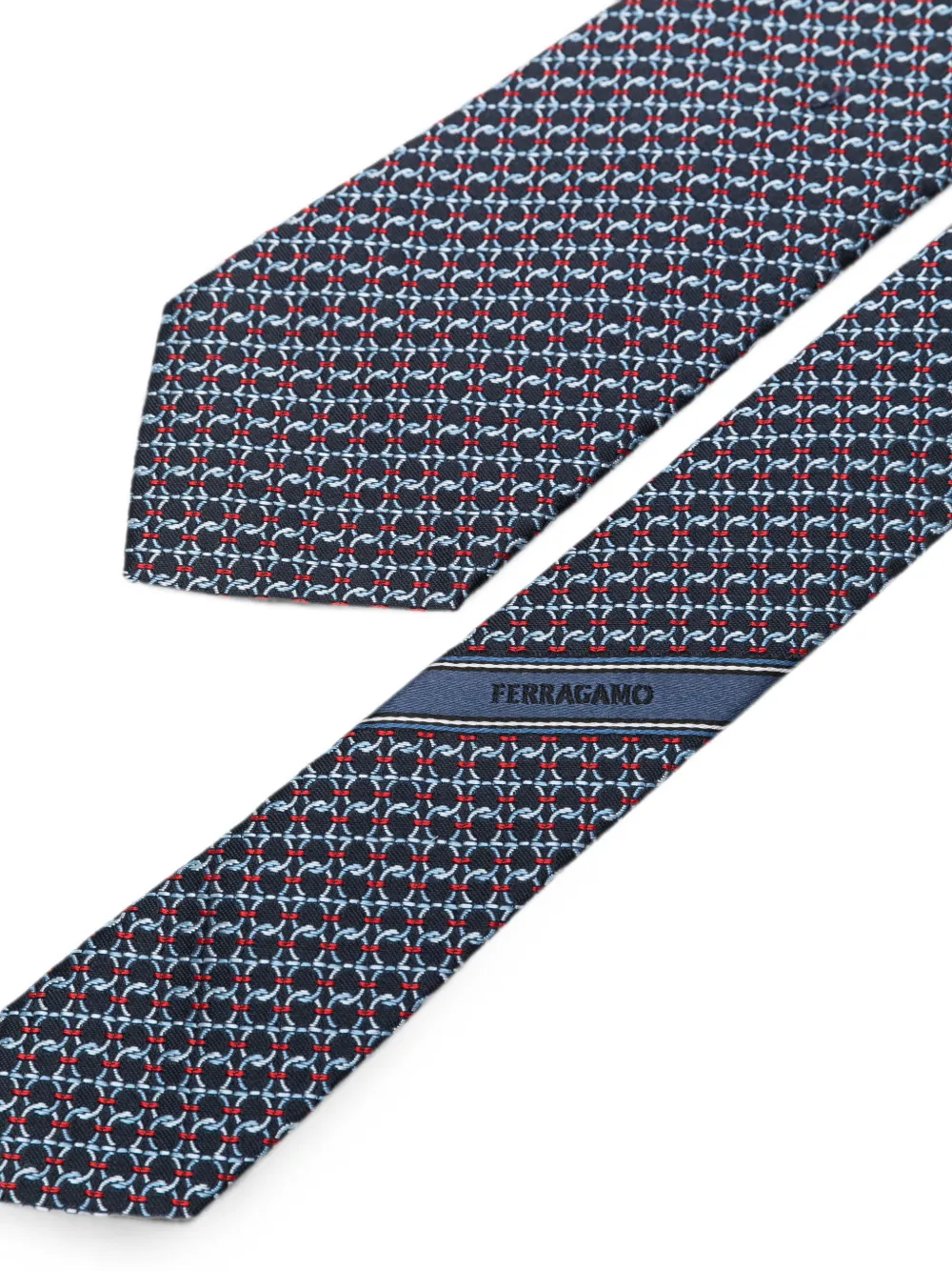 Ferragamo Zijden stropdas met Gancini-patroon Blauw