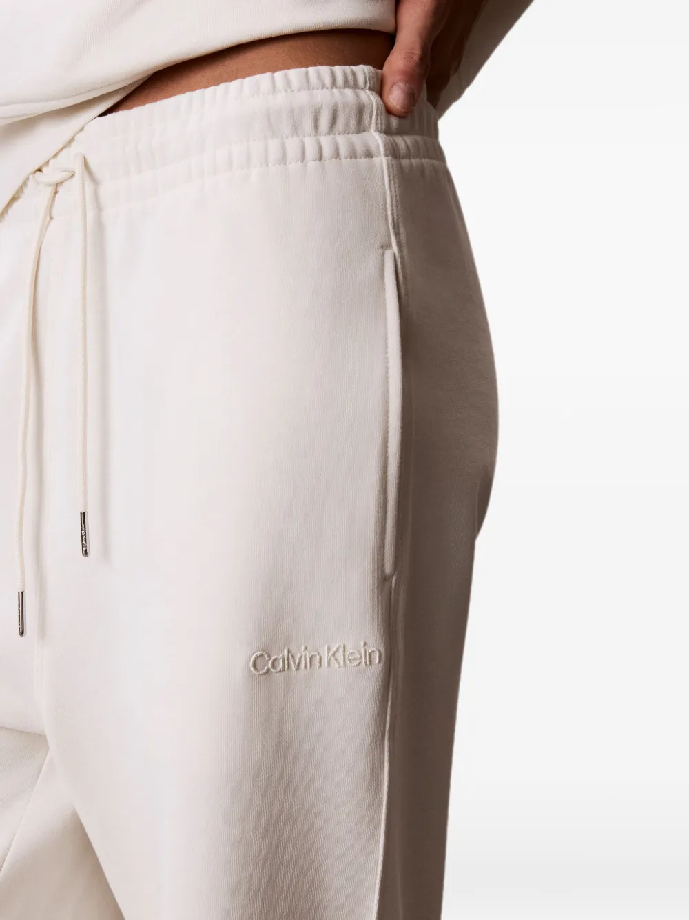 Calvin Klein Trainingsbroek met geborduurd logo en trekkoordtaille Wit