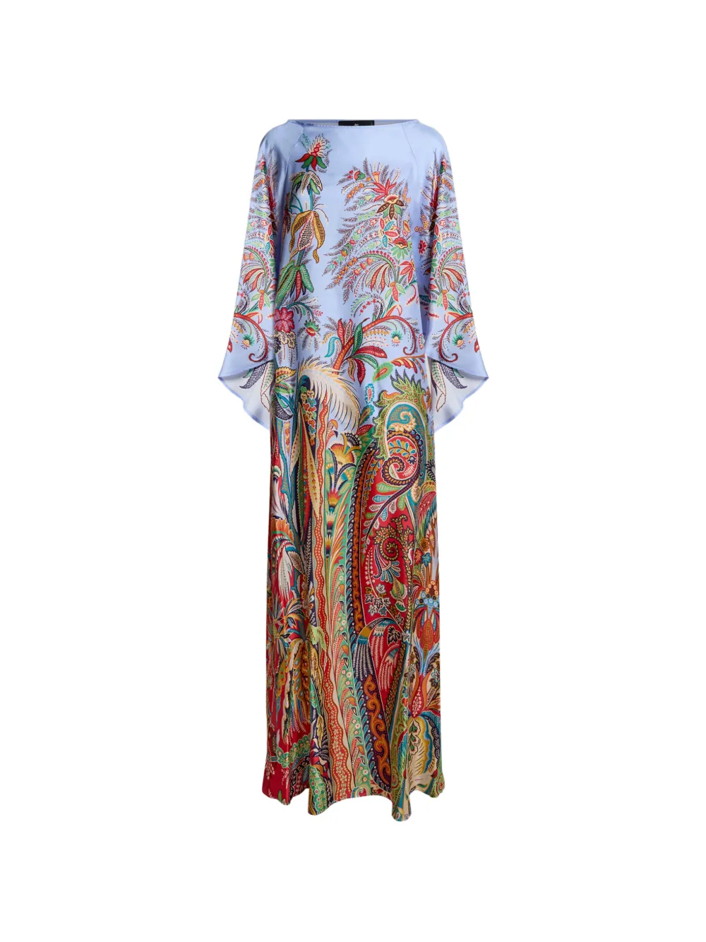 ETRO long twill dress whith placed Paisley foliage print - Blu