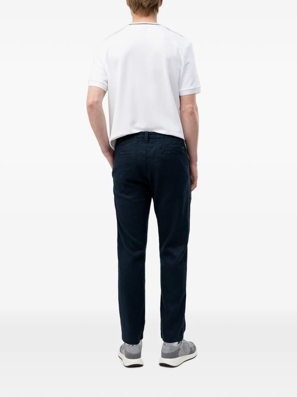 BOSS Straight broek met logopatch Blauw