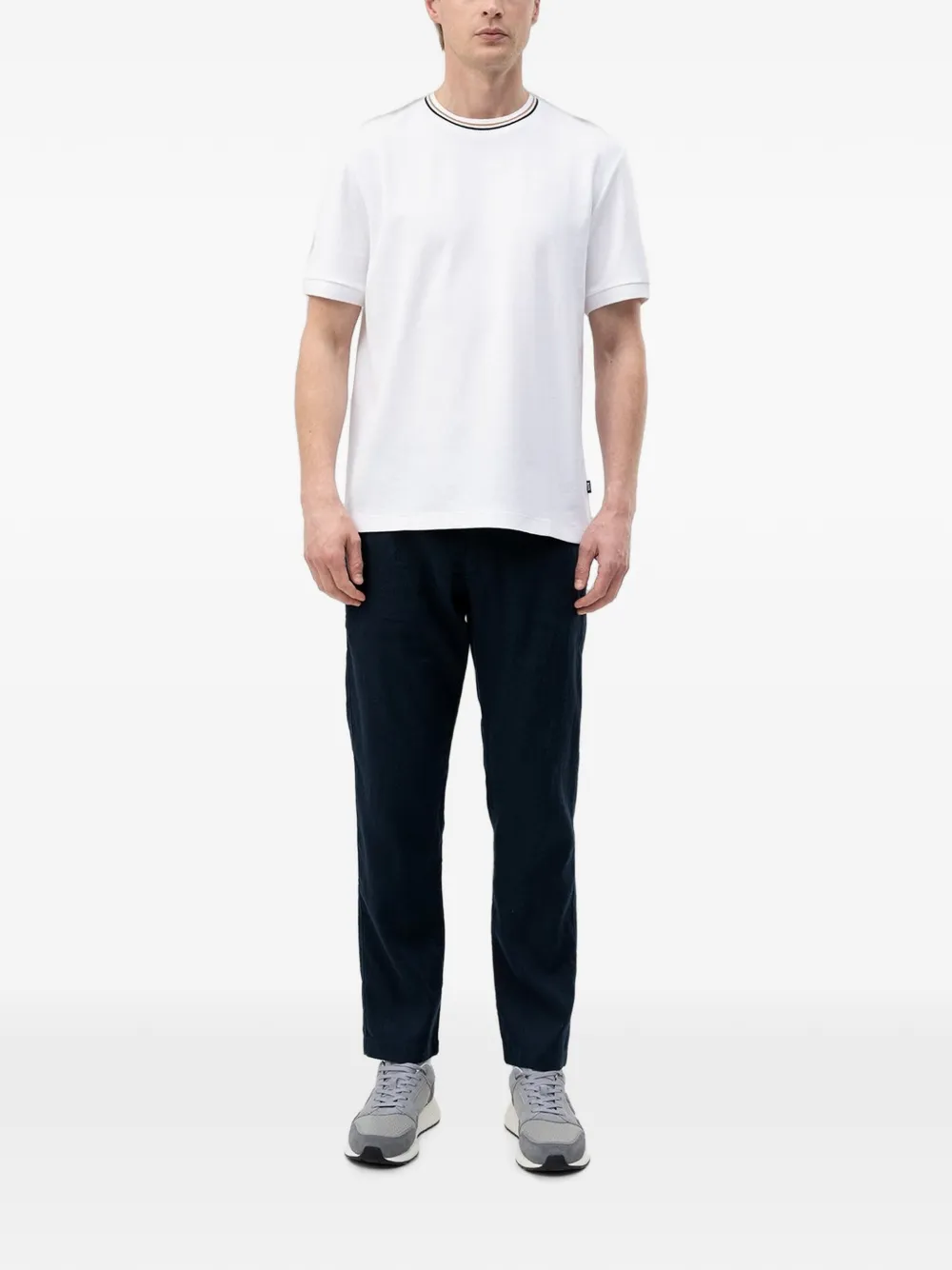 BOSS Straight broek met logopatch Blauw