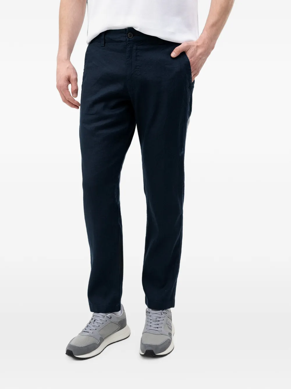 BOSS Straight broek met logopatch Blauw