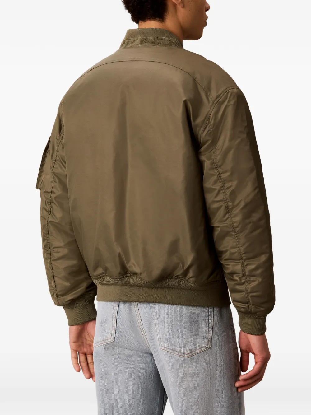 Calvin Klein cK bomberjack met logo-print en rits Groen