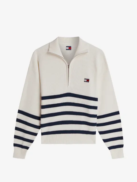 Tommy Hilfiger Tommy Badge striped quarter-zip sweater