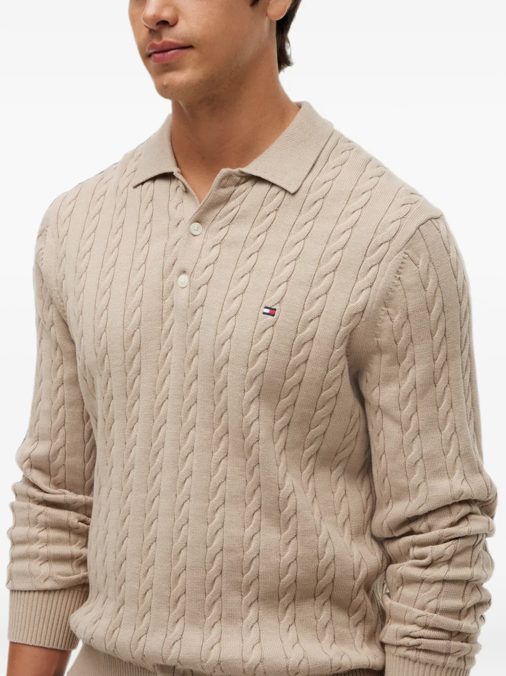 Tommy Hilfiger Kabelgebreide polotrui Beige