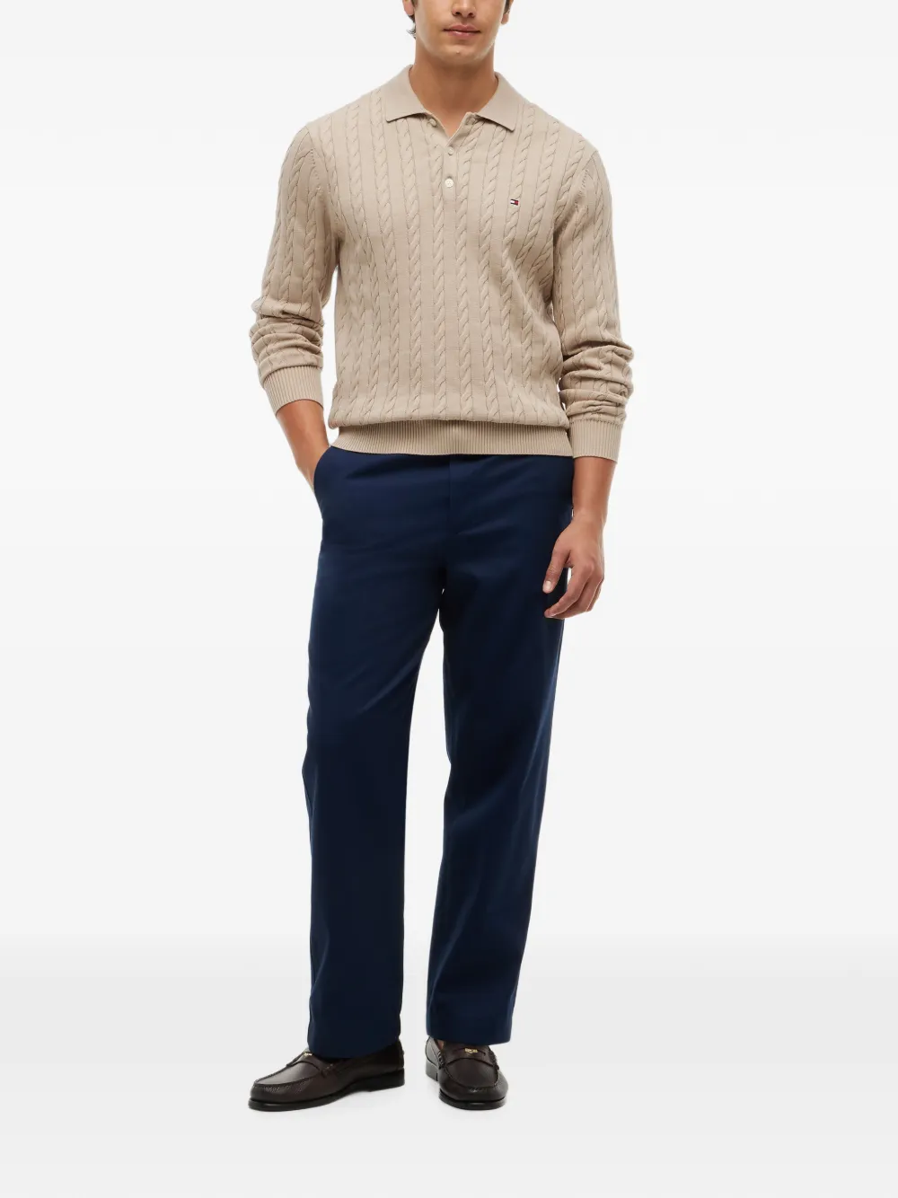 Tommy Hilfiger Kabelgebreide polotrui Beige