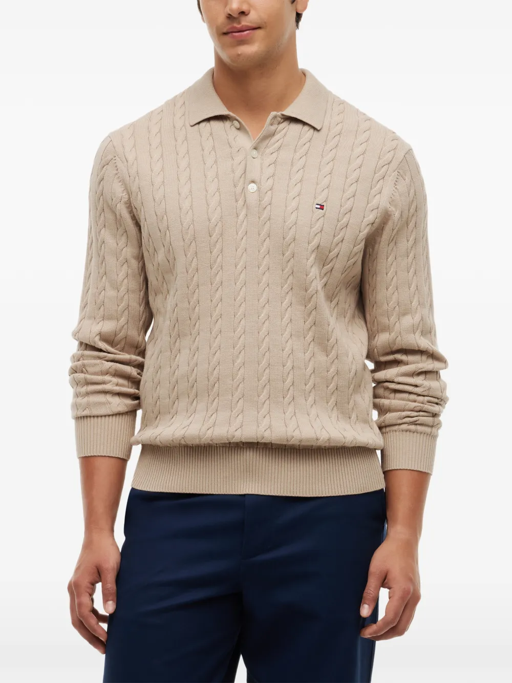 Tommy Hilfiger Kabelgebreide polotrui Beige